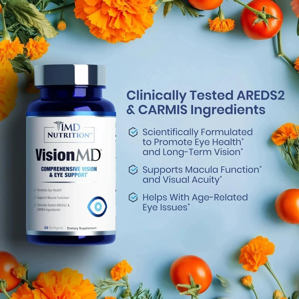 Vitamina para ojos 1MD Nutrition Vision MD CARMIS - Suplemento para ojos - 30 cápsulas blandas EE. UU. Foto 4 de 4