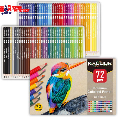 72 Count Colored Pencils for Adult Coloring Books, Soft Core,Ideal for Drawing B