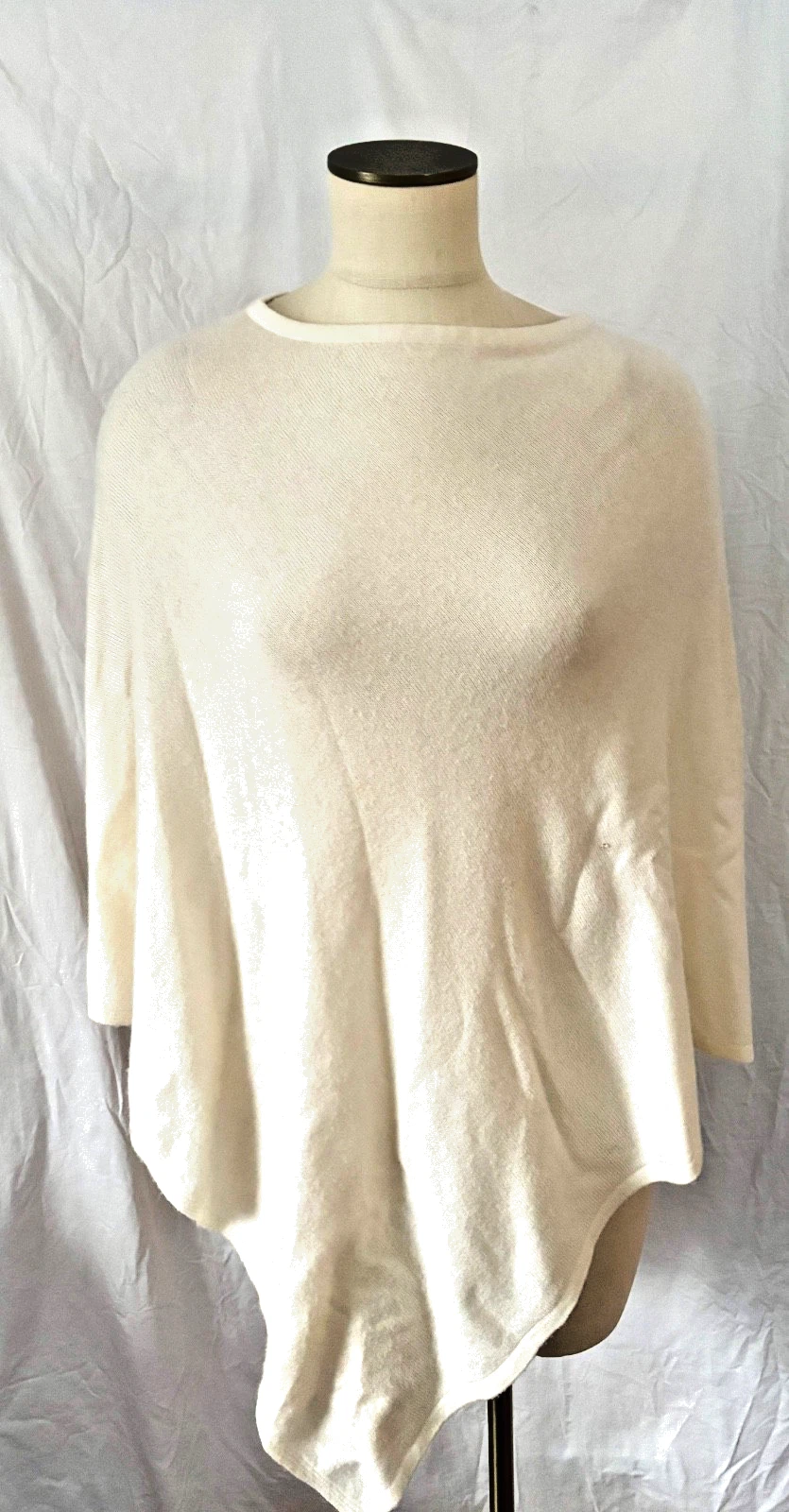 TDbN of Nepal Ivory Cashmere Poncho Ruana OS