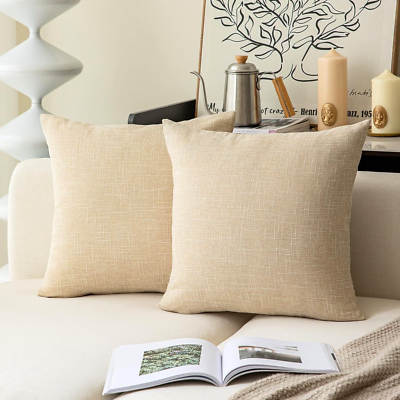 Home Brilliant Burlap Solid Linen European Throw Pillow Sham