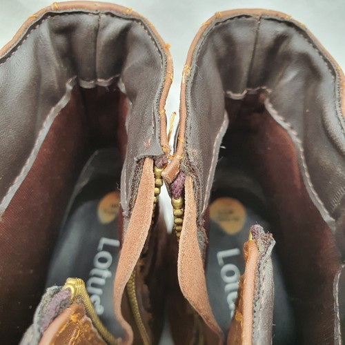 Botas al tobillo de cuero con tacón alto efecto acolchado tostado/marrón LOTUS UK8/EU42 para mujer - Imagen 16 de 23