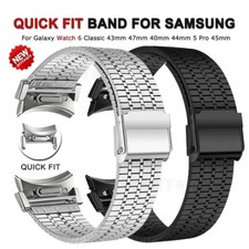 For Samsung Galaxy Watch 6 5 4 40/44/45mm 4 6 Classic Stainless Steel Band Strap