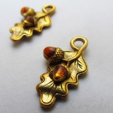 Acorn 23mm Wholesale Autumn Gold Plated Enamel Charms C0887 - 5, 10, 20PCs