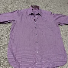 Robert Graham Purple Geometric Long Sleeve Shirt Tailored Fit Size 39 - 15.5