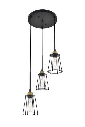 Pendant Chandelier Brass and Black Color Dining Room Kitchen Foyer Light Fixture - Picture 7 of 11