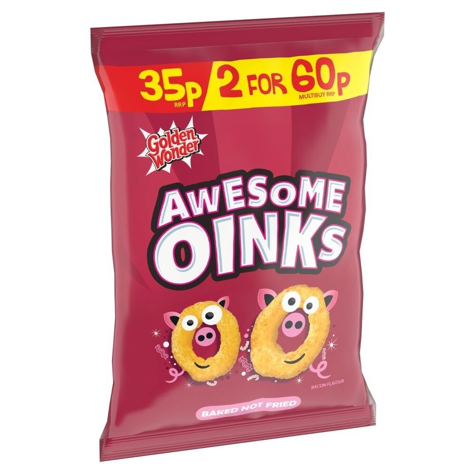 Golden Wonder Awesome Oinks 22g -CRISPS, SNACKS Box of 36 - Full Box ...