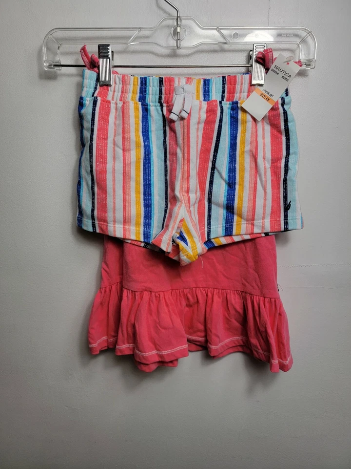 Nautica Girls 2-Piece Shorts Set - Watermelon/Blue/Golden - Size 6X - Image 2 of 4