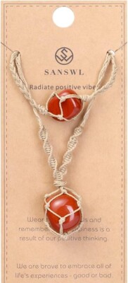 Boho Handmade Stealth Stone Natural Red Jasper Crystal Necklace and Bracelet