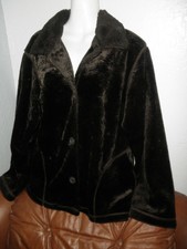 Ladies Dark Brown Faux Fur Button Jacket, Ivy, M
