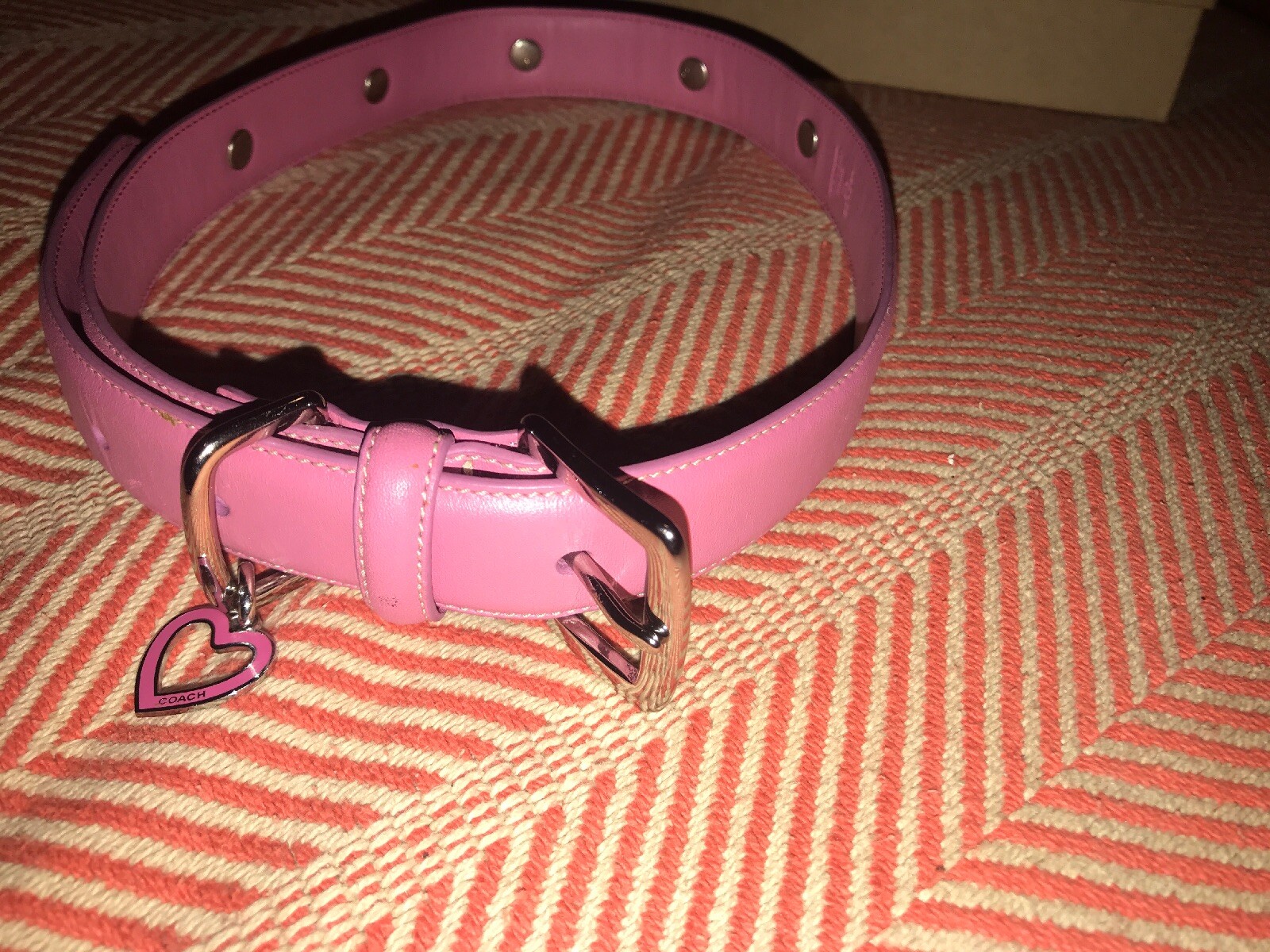 XL PINK AUTHENTIC COACH DOG COLLAR HEART GROMMETS NWOT 8848 2225” eBay