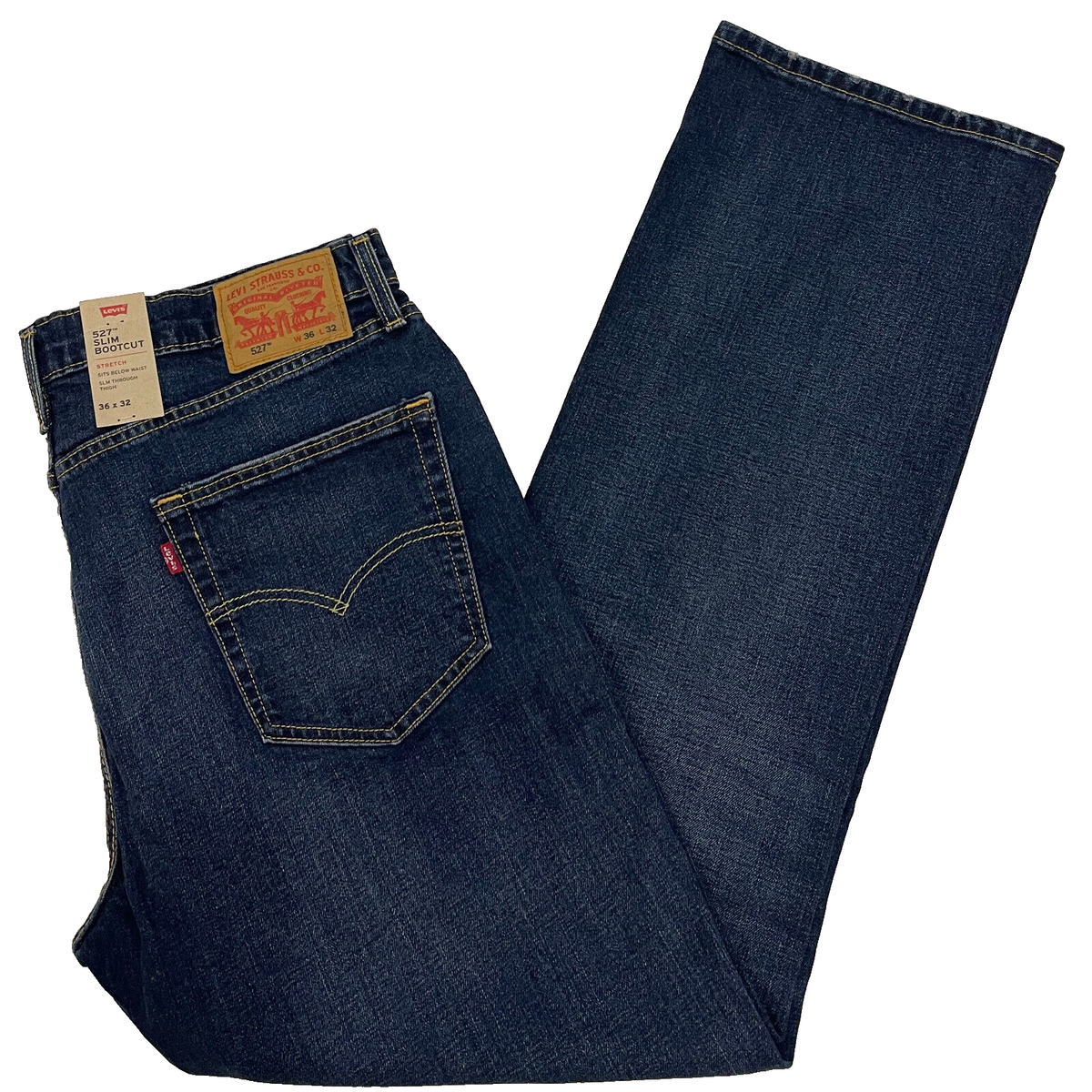 Levis 527 Slim Bootcut Mens Stretch Jeans 36X32 Dark Blue #0554