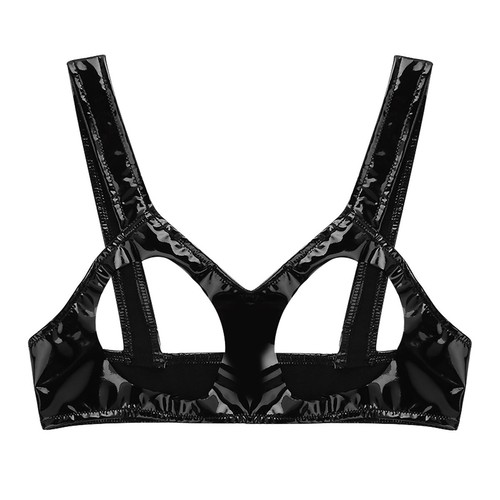 Wetlook Open Cup Shelf Bra Sexy Women Lingerie Bralette Bra Top Wire-free Bra - Picture 7 of 43