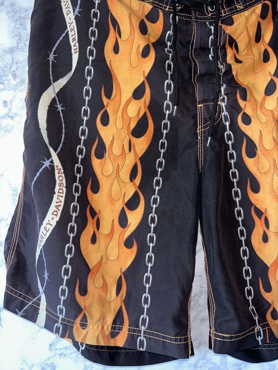harley davidson flame board shorts large