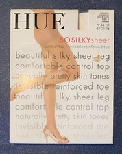 HUE SO SILKY SHEER Pantyhose CONTROL TOP Sz 3 CREAM Color Y2K New NOS