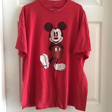 Disney Classic Mickey Mouse T-Shirt Red Graphic Short Sleeve Size XL