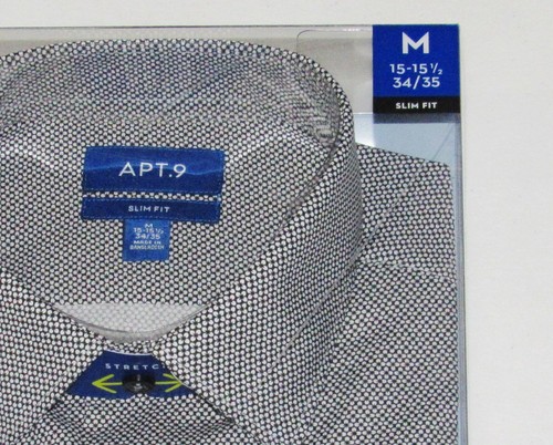 Dress Shirt Black Socks Tie Bar and Pocket Square NEW Mens Medium 34 35 Sleeves - Picture 3 of 12