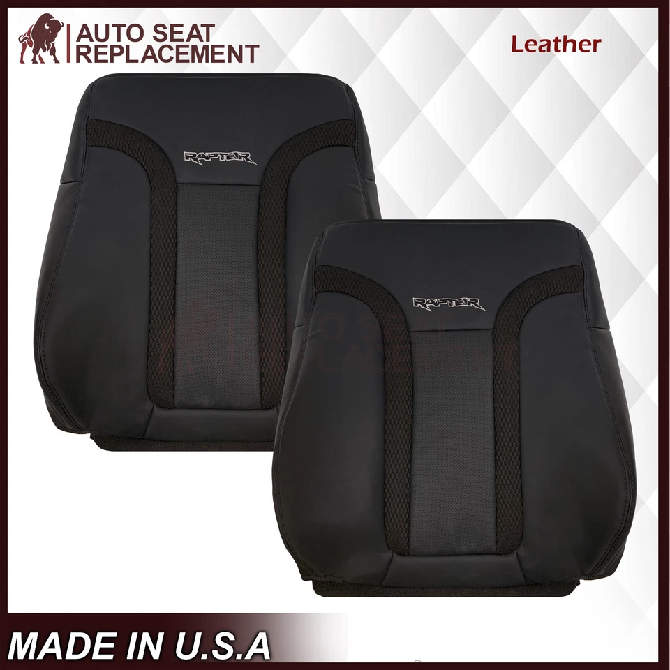 2010 2011 2012 2013 2014 Ford F150 Raptor SVT Real Leather Seat Covers In Black - Image 3 of 4
