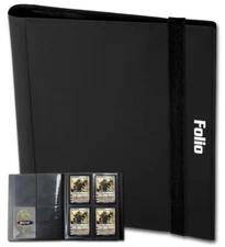 Black Folio 4-Pocket Album – Acid-Free, Archival Safe, 20 Double-Sided Pages