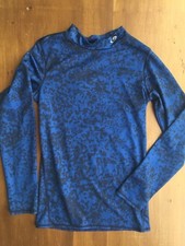 EUC Champion Boys Girls Youth Long Sleeve Fitted Shirt Top XL 16 18 Blue Print