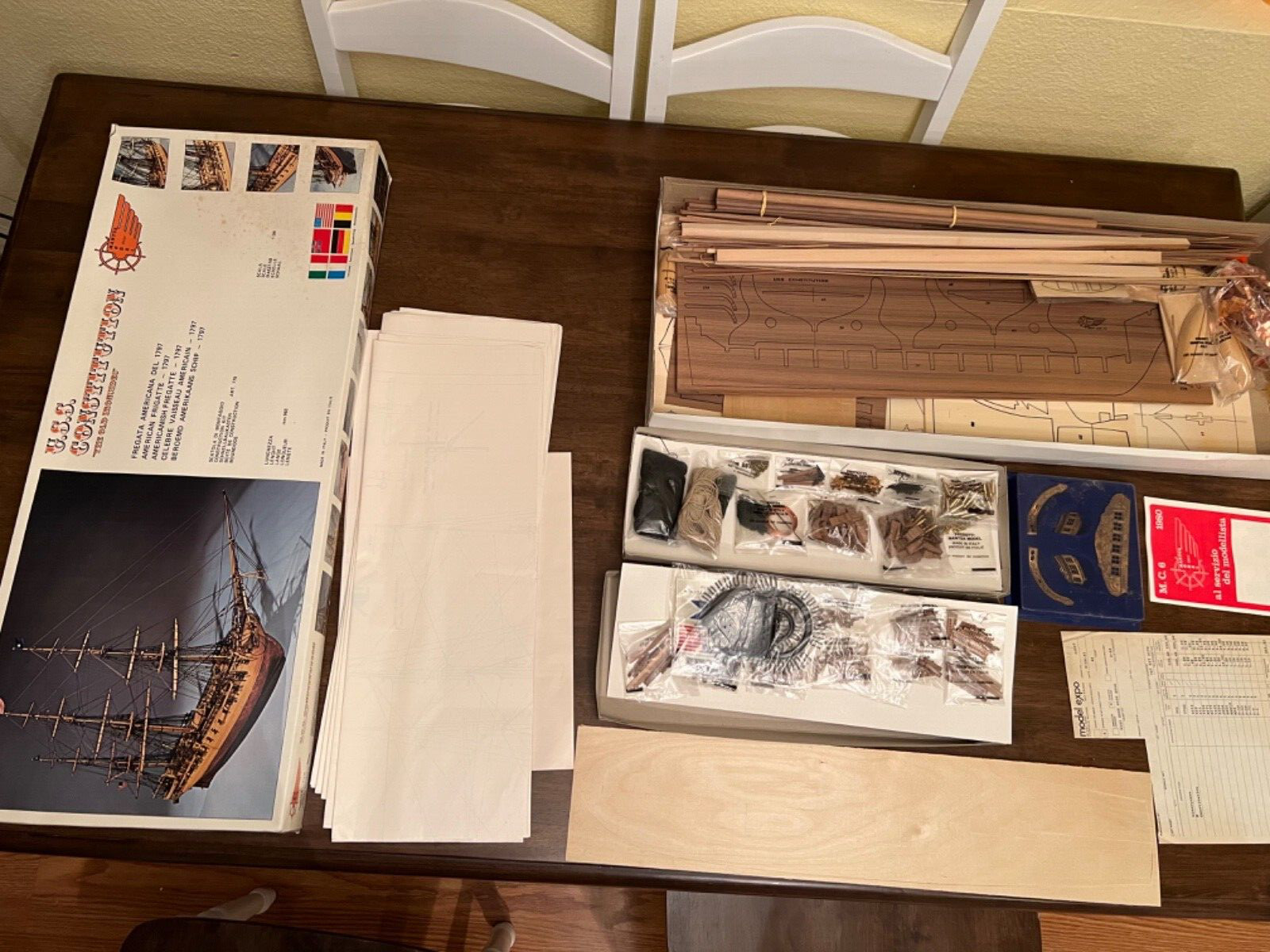 1/98 Mantua U.S.S CONSTITUTION Old Iron Sides Ship Wood Model Kit VINTAGE