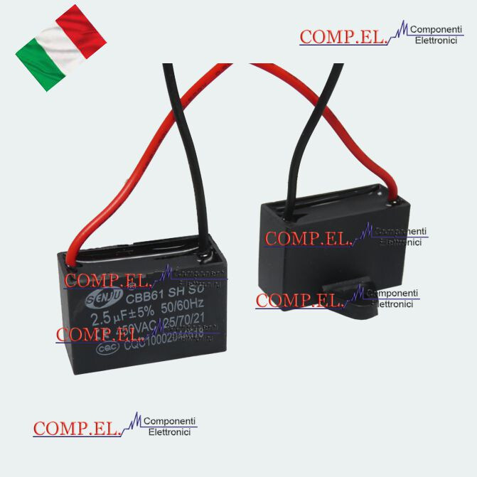Condensatore Di Avviamento Per Motore CBB61 3.5 UF 450V 2 Fili, 85°C, Per Ventole