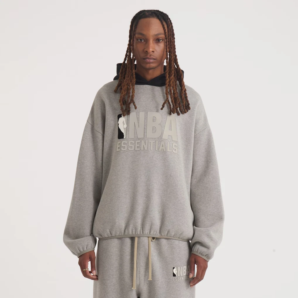 Felpa con cappuccio Fear of God NBA x ESSENTIALS pullover grigio NUOVO