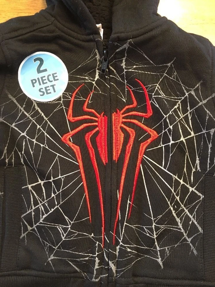 NUEVO CON ETIQUETAS Marvel Spider-Man Niño Rojo y Negro Sudadera con Capucha y Camisa - Talla: 2T Foto 4 de 4