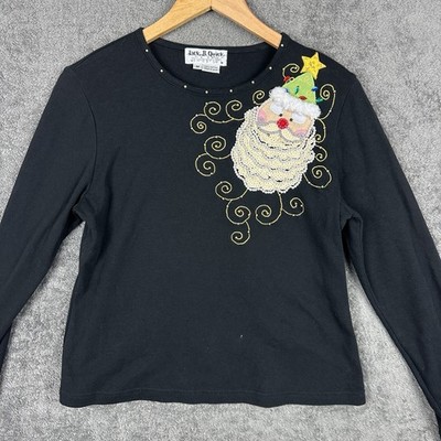 Vintage Jack B. Quick Long Sleeve Shirt Top Santa Christmas Womens Size Medium
