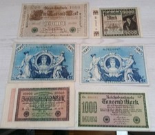 6 x alte Geldscheine