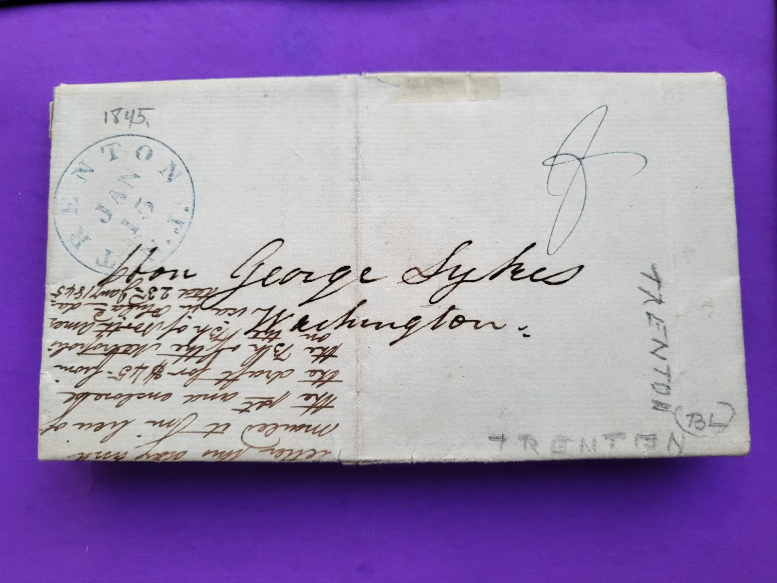 postal history cover Trenton N.J.,legislature approve handwritten correspondence