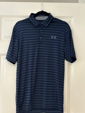 Under Armour Golf Tour UA Playoff Stripe Blue /gray Polo Shirt Size Small