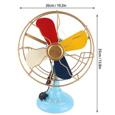 ‧Vintage Table Fan Retro Style Exquisite Colors Metal Wide Base Antique Desk Fan