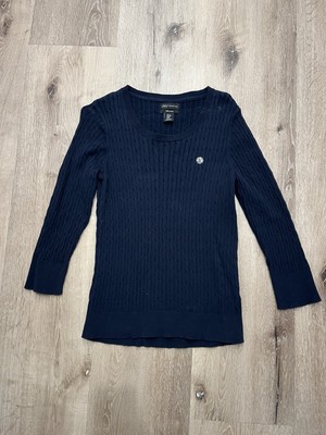 Strick Pullover Damen Pulli Gr M In Dunkelblau 3/4 Arm