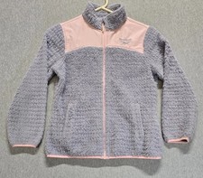 Reebok Sherpa Jacket Girls M 10-12 Purple Mock Neck Contrast Trim Outerwear