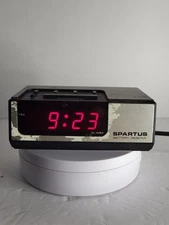 Spartus Digital Alarm Clock Model 1106 Wood Grain 1980s Tested Works Vintage 