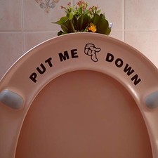 Pack of 2 Fun 'Put Me Down' Funny Toilet Seat Sticker Bathroom Cute Wall Black