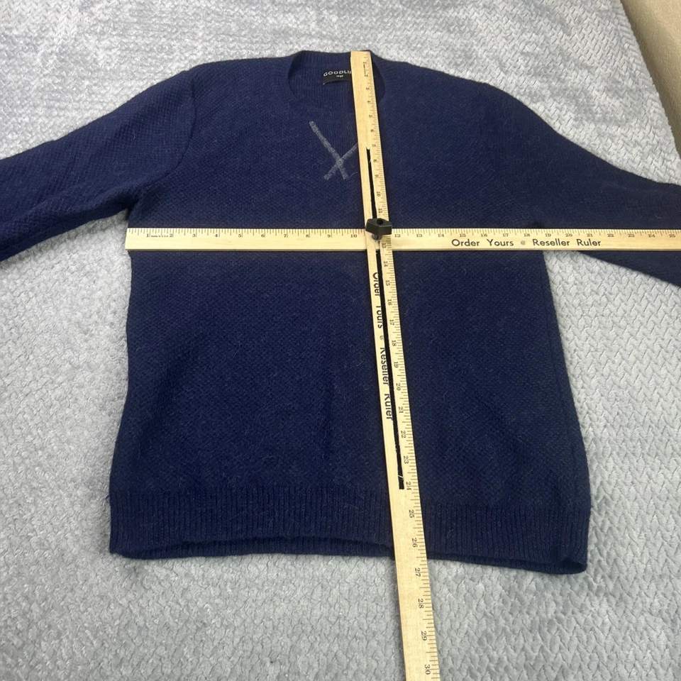 Camisa Suéter Goodlife Para Hombres Grande Azul Cuello Redondo Ligera Pullover Informal Foto 3 de 4