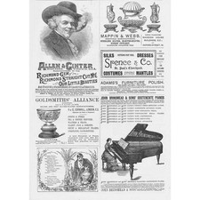 Victorian Advertisements Print 1884 - Pianos, Cigarettes, Silver Plate Bowls