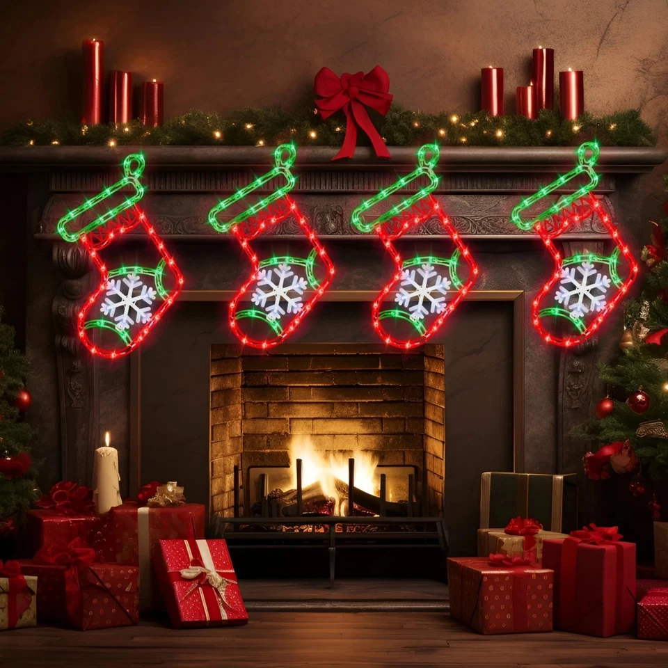 19"Christmas Decorations Window Silhouette Lights Christmas socks 4 Pack-W5 - Image 4 of 4