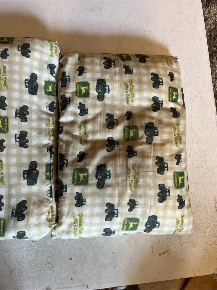 Handmade John Deere Tractor Pillow Set of 2 Standard Rustic Farm Decor SeamSplit - Image 3 of 4