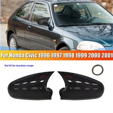 Abs Carbon Fiber Ox Horn Rearview Mirror Cover Cap Fit For Honda Civic 1996-2001