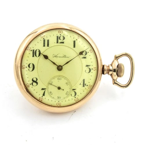 Antique Hamilton Gold Filled Open-faced 21j 16s Mens Pocket Watch #WB4228-1