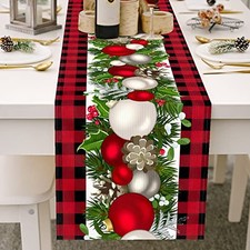 Red Black Buffalo Check Plaid Table Runner Seasonal 13 x 72 Inch Christmas