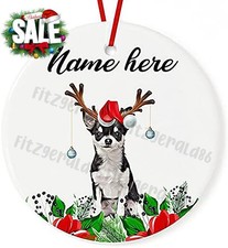 Christmas Ornament Personalized Chihuahua Dog Ceramic.