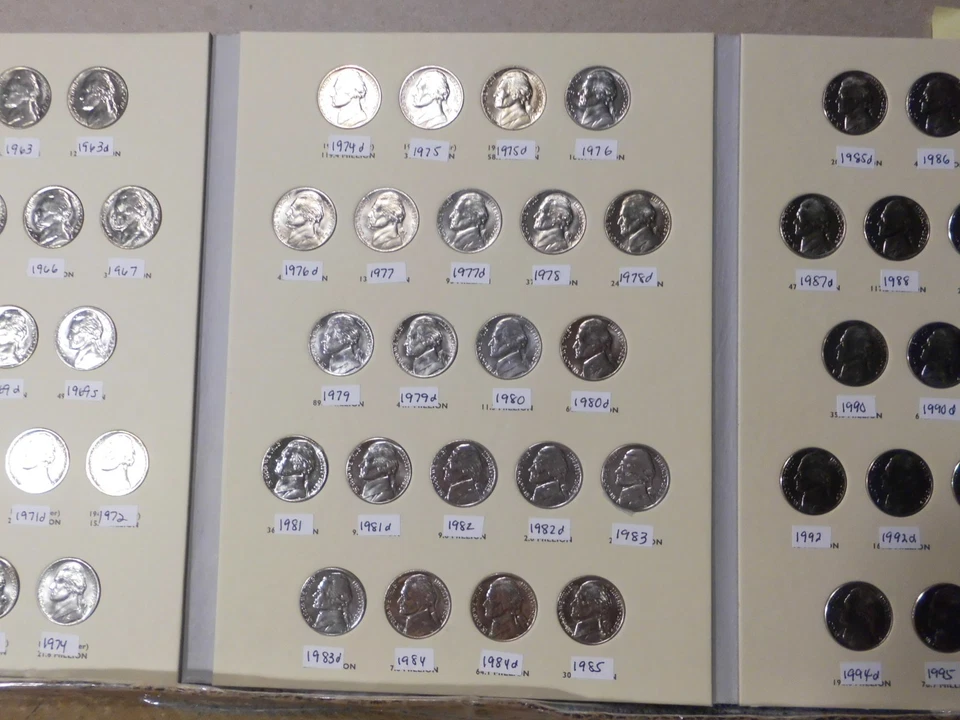 1962 - 1995 JEFFERSON NICKELS COLLECTION COMPLETE  - ( ALL UNC COINS ) #ATX443 - Image 3 of 4