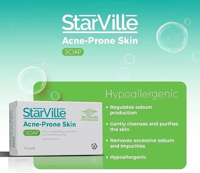 Starville Soap for Acne Prone Skin Daily Hygiene For Oily Skin ( 4 Pack X 90ml ) - Image 4 of 4