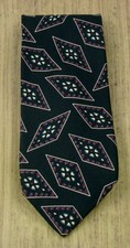 Robert Talbott Studio Italian Silk Tie Black Red Geometric Hand Sewn Made in USA