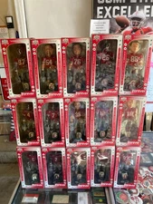 SET OF  15 OHIO STATE FOOTBALL 2002 NATL. CHAMPS RED JERSEY RING BOBBLEHEADS