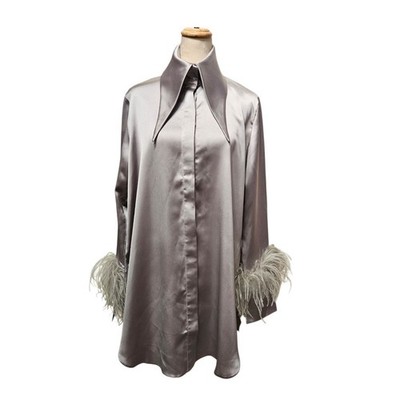 16 Arlington grau Straußenfedern Cardigan & Hose Set Größe 10 Luxus