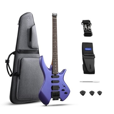 Donner HLX-500 - Purple HSS Headless Electric Guitar for Studio Recording Purple